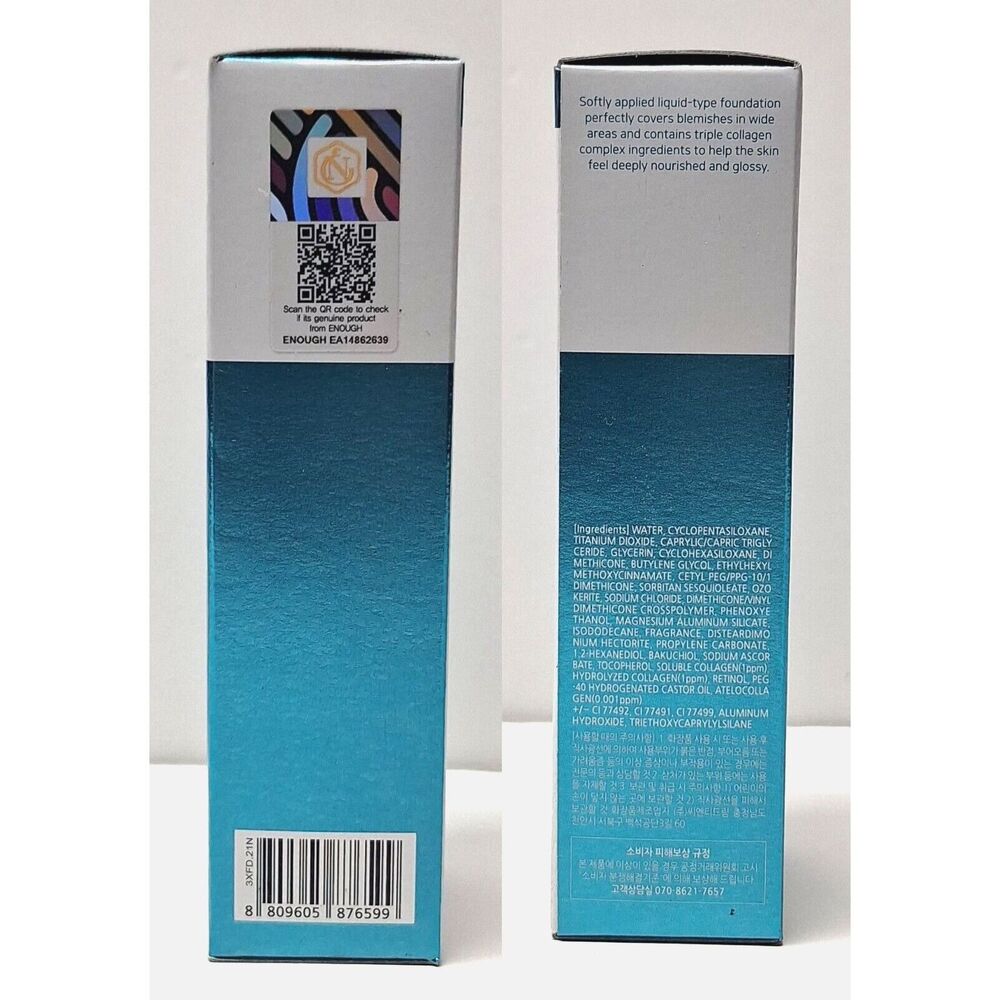 NIB ENOUGH COLLAGEN 3X Moisture Foundation #21N Clear Beige SPF 15 3.38 fl oz - Picture 4 of 5
